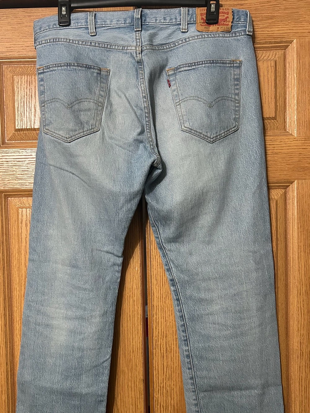 Levis 501 Jeans Mens Blue Straight Light Wash Button Fly Distressed 38x32